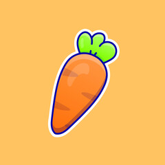 Fototapeta na wymiar Cute cartoon carrot in vector illustration. Isolated vegetable vector. Flat cartoon style