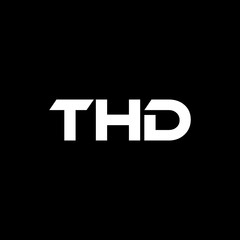 THD letter logo design with black background in illustrator, vector logo modern alphabet font overlap style. calligraphy designs for logo, Poster, Invitation, etc.