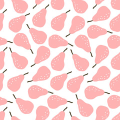 White seamless pattern with pink pear.