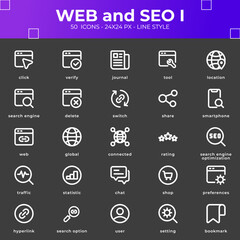 Web and Seo icon with black color