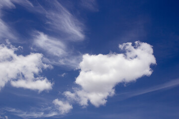 beautiful blue sky with white clouds closeup