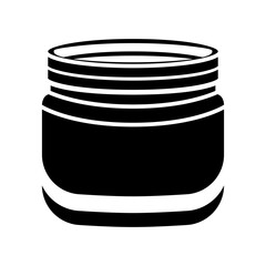 Cream jar silhouette isolated on white. Home care cosmetics, jar with mask or serum