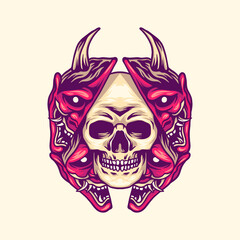 Skull Oni Mask Illustration