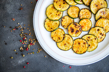 zucchini fried vegetables fresh healthy meal food snack diet on the table copy space food background rustic top view keto or paleo diet veggie vegan or vegetarian food