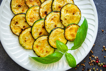 zucchini fried vegetables fresh healthy meal food snack diet on the table copy space food background rustic top view keto or paleo diet veggie vegan or vegetarian food