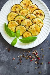 zucchini fried vegetables fresh healthy meal food snack diet on the table copy space food background rustic top view keto or paleo diet veggie vegan or vegetarian food