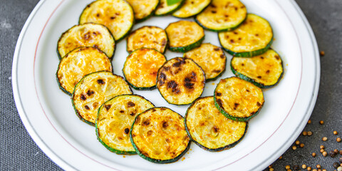 zucchini fried vegetables fresh healthy meal food snack diet on the table copy space food background rustic top view keto or paleo diet veggie vegan or vegetarian food