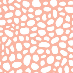 Materiał do szycia Pink seamless pattern with white spots or sea pebbles.