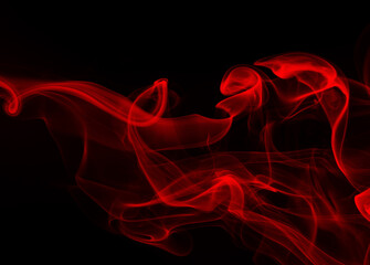 Movement of red smoke abstract on black background, fire disign