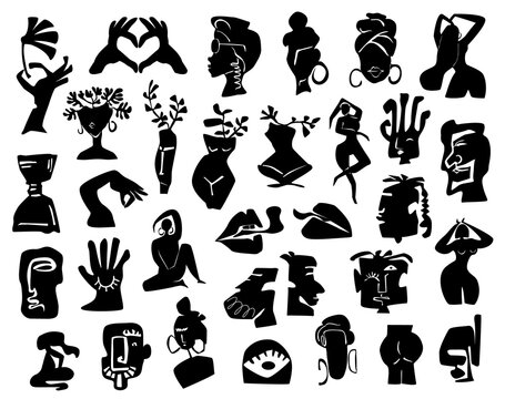 abstract modern art figures , cut out silhouettes vector illustration grpahic set