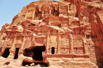 Ruins of ancient temples in Petra, Jordan