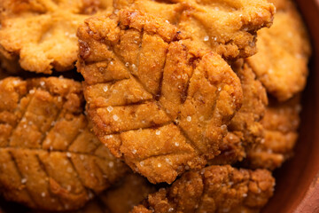 Thekua is an Indian sweet dish.popular in uttarpradesh, bihar and jharkhand.offering for the chhat festival.