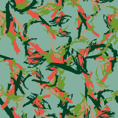 UFO camouflage of various shades of green, red and beige colors