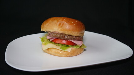 hamburger on a table