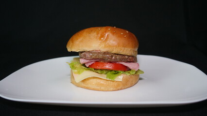 hamburger on a table