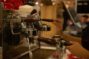 female Barista Cafe Making Coffee Preparation Service Concept