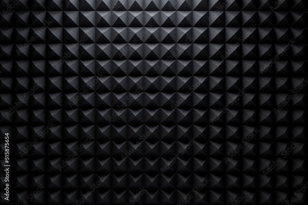 Aufkleber background texture black pyramid cubes. soundproofing sheets. 3d image. 3d render.