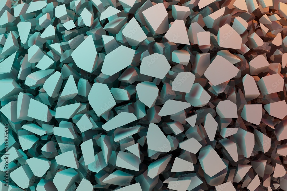 Poster background granite stone in cracks. pieces of material of different sizes and shapes. 3d image. 3d r