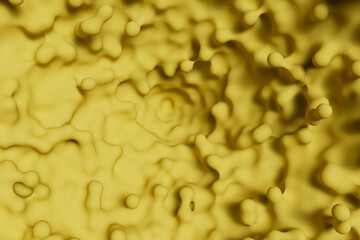 background yellow bubbling liquid. 3d image. 3d render.