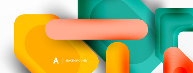 Minimal geometric abstract background. Colorful geometric blocks. Lines, squares and triangles composition wallpaper