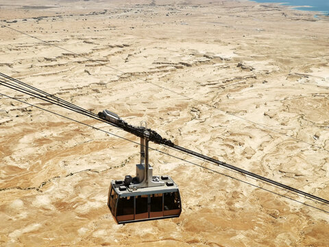 Photo of a cable car in massada, Israel