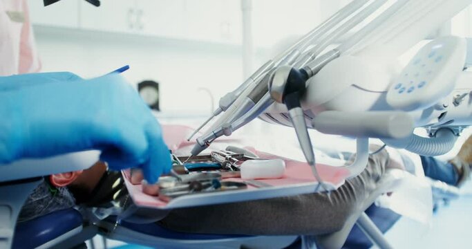 Dental treatment in a modern dental office