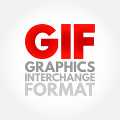 GIF Graphics Interchange Format - type of bitmap image format, acronym text concept background