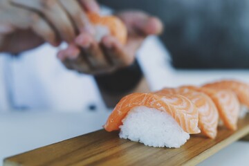 sushi on the board