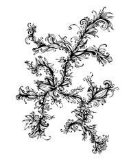 Floral ornament with flowering branches on a white background. Decorative flower coloring. Beautiful floral pattern of nature design element.