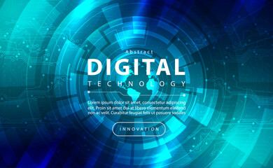 Digital technology banner green blue background concept with technology light effect, abstract tech, innovation future data, internet network, Ai big data, lines dots connection, illustration vector