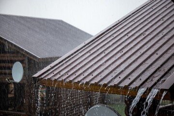 The recreation center was flooded with heavy rain and the downpour ruined the summer weather