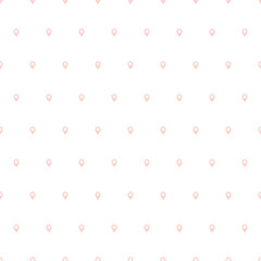 Pink tiny map pin seamless pattern with white background.