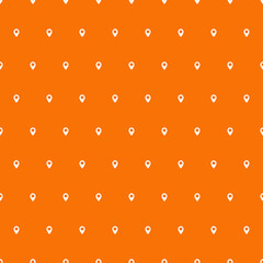 Orange seamless pattern with white tiny map pin 