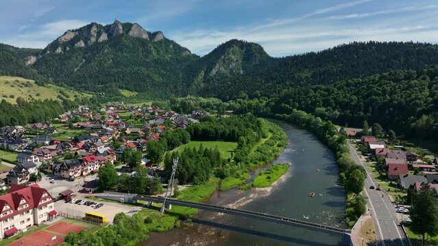 Aerial view of Trzy Korony mountain in Pieniny, Poland