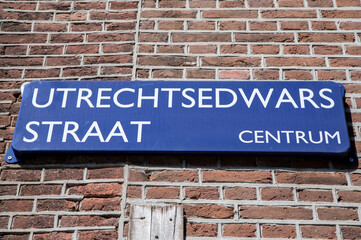 Street sign Utrechtsedwarsstraat At Amsterdam The Netherlands 21-4-2022