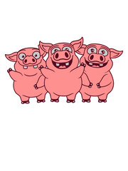 Witzige lustige Schweine Team 