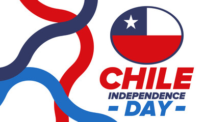 Chile Independence Day. Happy national holiday Fiestas Patrias. Freedom day. Celebrate annual in September 18. Chile flag. Patriotic chilean design. Poster, card, banner, template, background. Vector