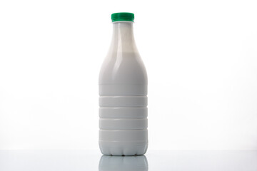 Milk bottle on white background , white on white