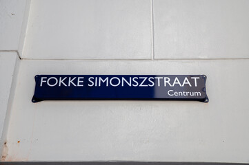 Street Sign Fokke Simonszstraat At Amsterdam The Netherlands 22-4-2022