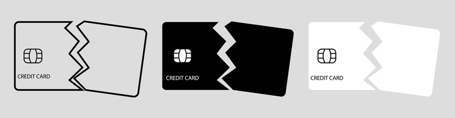 Broken credit card payment error vector illustration. Failed bank transaction eps 10