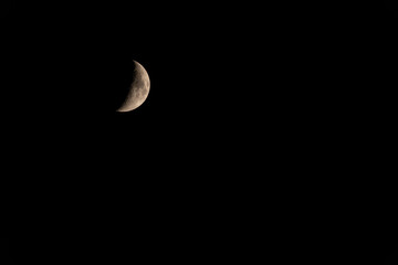 Crescent moon in the dark night sky. High resolution photo