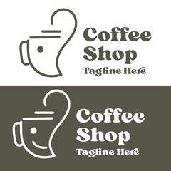 Coffe Cup Line Art Logo Design