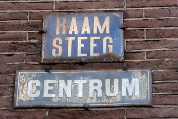 Old And Rusty Street Sign Raamsteeg At Amsterdam The Netherlands 28-6-2022
