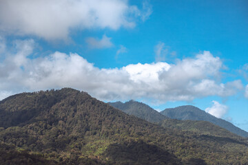 Fototapeta na wymiar Bali, Indonesia, tropical view, mountains and sky, landscape.