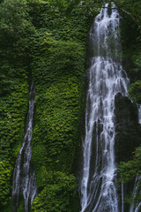 Mountain waterfall, Bali landscape, Indonesia. Tourism in Bali.