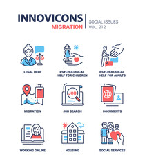 Migration issues - modern line design style icons set