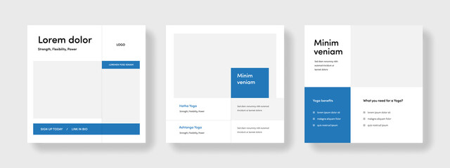 minimal social media templates with place for photos, clean editable square banners, instagram and facebook with minimalistic design