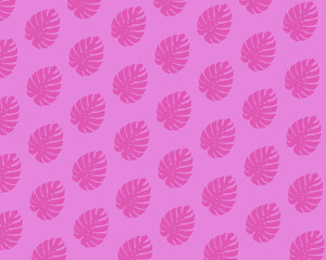 Jungle exotic leaves. Seamless pattern. Tropical pink  Leaf on a pink background. 