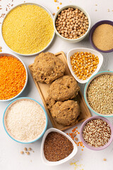 Ancient grain food. Gluten free, Healthy eating, dieting, balanced food concept.