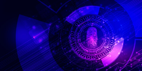 2d Illustration Fingerprint Scanning Technology Concept 
